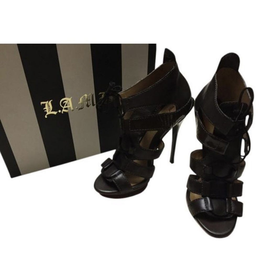 L.A.M.B. Brown Jaco Tie Up Sandals (BNWOT)